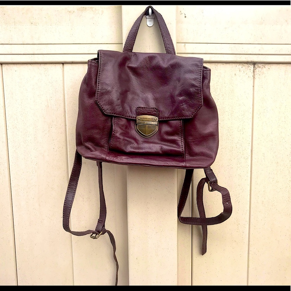 Brown Liebeskind Leather Backpack / Purse with Bronze closure